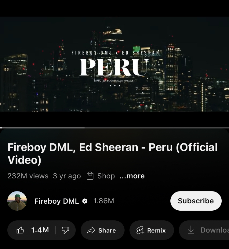 Peru Fireboy DML ft Ed Sheeran